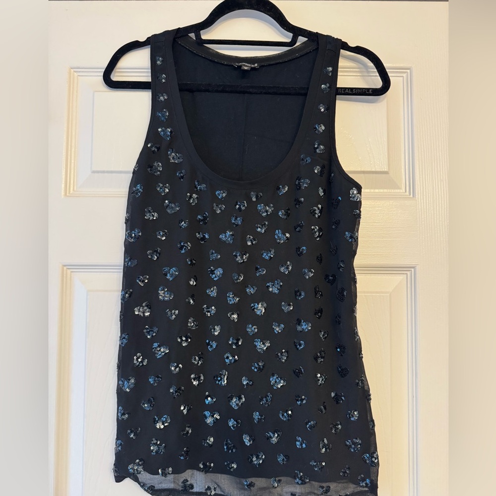 Express Black Sequin Heart Tank